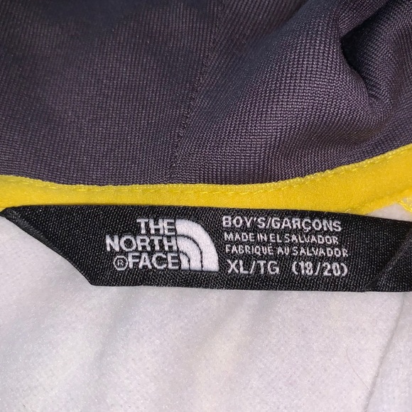 Boys XL North Face Yellow-Gray Zip Hoodie